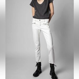 Zadig & Voltaire Ava raw hem skinny jeans in white size 26
